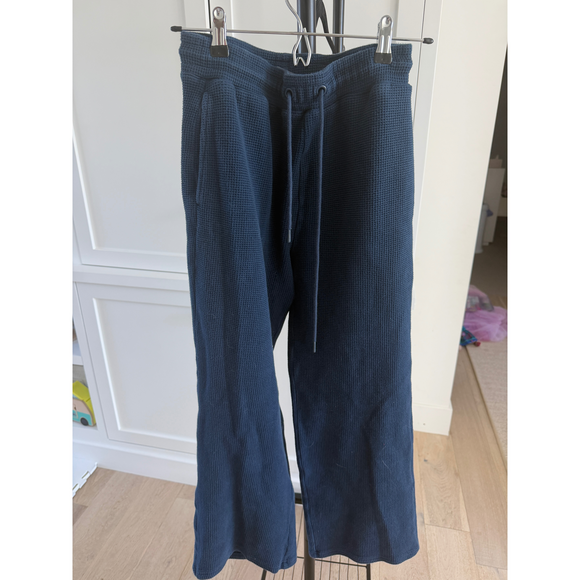 NEGATIVE Pants - NEGATIVE Waffle Knit Drawstring Lounge Pants Navy Blue